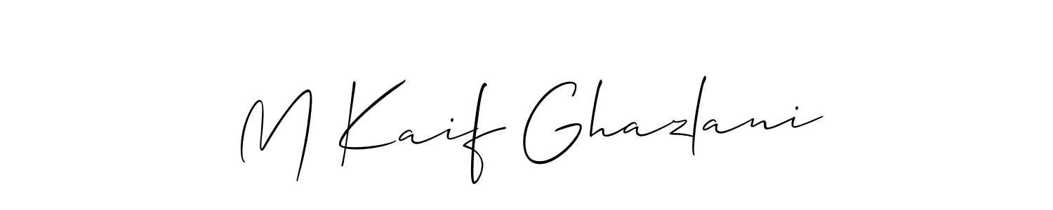 Also we have M Kaif Ghazlani name is the best signature style. Create professional handwritten signature collection using Allison_Script autograph style. M Kaif Ghazlani signature style 2 images and pictures png