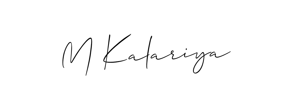 if you are searching for the best signature style for your name M Kalariya. so please give up your signature search. here we have designed multiple signature styles  using Allison_Script. M Kalariya signature style 2 images and pictures png