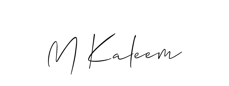 The best way (Allison_Script) to make a short signature is to pick only two or three words in your name. The name M Kaleem include a total of six letters. For converting this name. M Kaleem signature style 2 images and pictures png