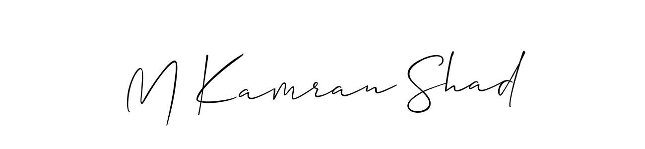 Also You can easily find your signature by using the search form. We will create M Kamran Shad name handwritten signature images for you free of cost using Allison_Script sign style. M Kamran Shad signature style 2 images and pictures png