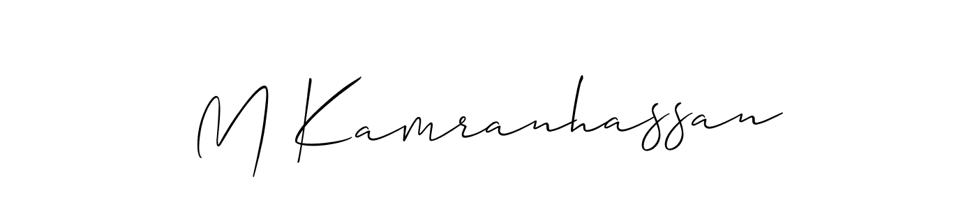 Create a beautiful signature design for name M Kamranhassan. With this signature (Allison_Script) fonts, you can make a handwritten signature for free. M Kamranhassan signature style 2 images and pictures png