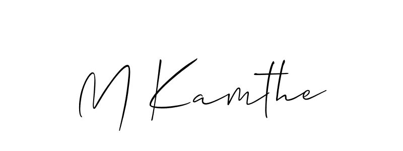 You should practise on your own different ways (Allison_Script) to write your name (M Kamthe) in signature. don't let someone else do it for you. M Kamthe signature style 2 images and pictures png