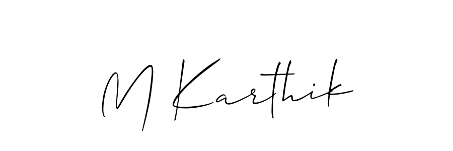 Also we have M Karthik name is the best signature style. Create professional handwritten signature collection using Allison_Script autograph style. M Karthik signature style 2 images and pictures png