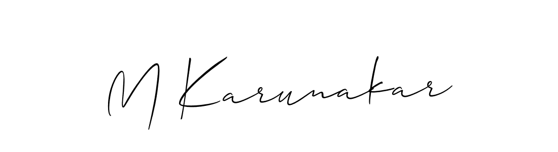 Create a beautiful signature design for name M Karunakar. With this signature (Allison_Script) fonts, you can make a handwritten signature for free. M Karunakar signature style 2 images and pictures png