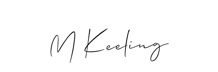 The best way (Allison_Script) to make a short signature is to pick only two or three words in your name. The name M Keeling include a total of six letters. For converting this name. M Keeling signature style 2 images and pictures png