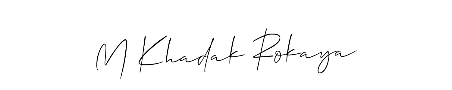 This is the best signature style for the M Khadak Rokaya name. Also you like these signature font (Allison_Script). Mix name signature. M Khadak Rokaya signature style 2 images and pictures png