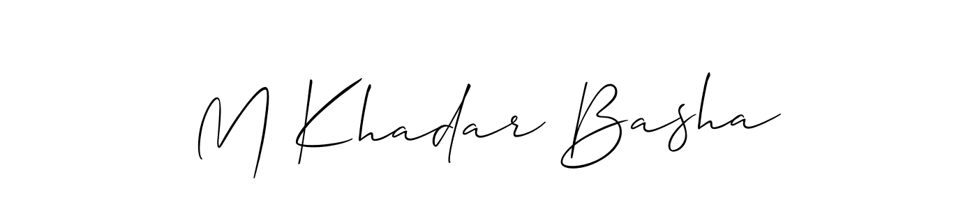 This is the best signature style for the M Khadar Basha name. Also you like these signature font (Allison_Script). Mix name signature. M Khadar Basha signature style 2 images and pictures png