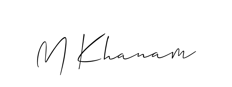 You should practise on your own different ways (Allison_Script) to write your name (M Khanam) in signature. don't let someone else do it for you. M Khanam signature style 2 images and pictures png