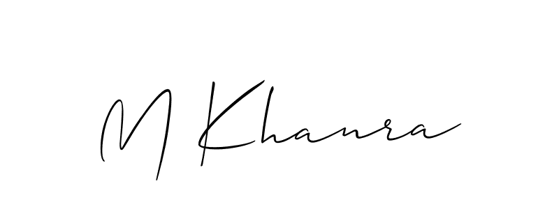 The best way (Allison_Script) to make a short signature is to pick only two or three words in your name. The name M Khanra include a total of six letters. For converting this name. M Khanra signature style 2 images and pictures png