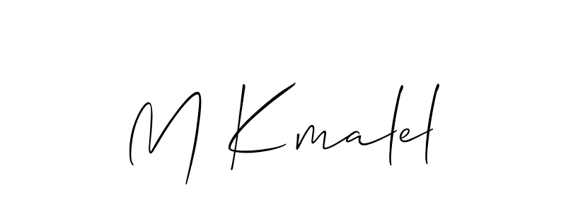 The best way (Allison_Script) to make a short signature is to pick only two or three words in your name. The name M Kmalel include a total of six letters. For converting this name. M Kmalel signature style 2 images and pictures png