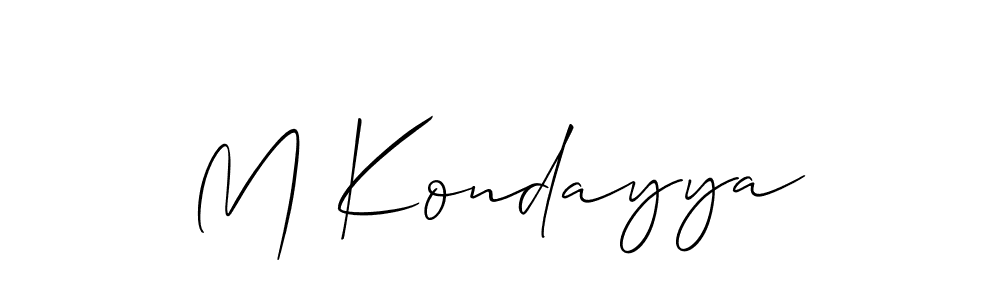 Use a signature maker to create a handwritten signature online. With this signature software, you can design (Allison_Script) your own signature for name M Kondayya. M Kondayya signature style 2 images and pictures png