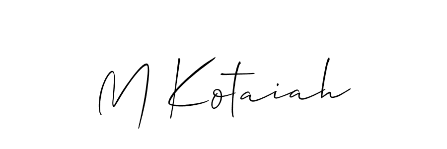 You should practise on your own different ways (Allison_Script) to write your name (M Kotaiah) in signature. don't let someone else do it for you. M Kotaiah signature style 2 images and pictures png
