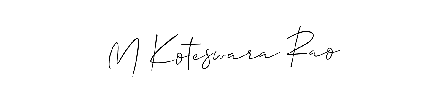 The best way (Allison_Script) to make a short signature is to pick only two or three words in your name. The name M Koteswara Rao include a total of six letters. For converting this name. M Koteswara Rao signature style 2 images and pictures png