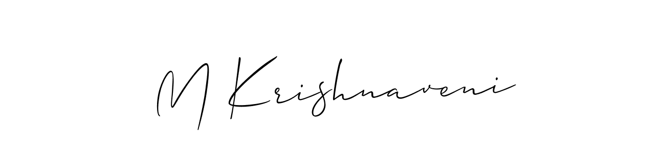 Create a beautiful signature design for name M Krishnaveni. With this signature (Allison_Script) fonts, you can make a handwritten signature for free. M Krishnaveni signature style 2 images and pictures png