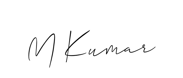 Also You can easily find your signature by using the search form. We will create M Kumar name handwritten signature images for you free of cost using Allison_Script sign style. M Kumar signature style 2 images and pictures png