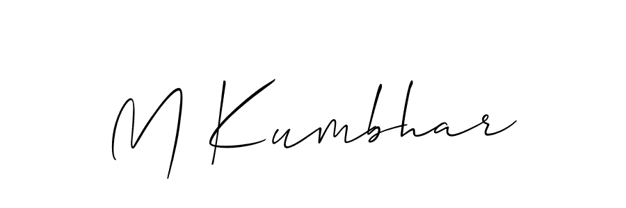 The best way (Allison_Script) to make a short signature is to pick only two or three words in your name. The name M Kumbhar include a total of six letters. For converting this name. M Kumbhar signature style 2 images and pictures png