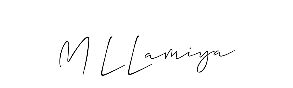 See photos of M L Lamiya official signature by Spectra . Check more albums & portfolios. Read reviews & check more about Allison_Script font. M L Lamiya signature style 2 images and pictures png