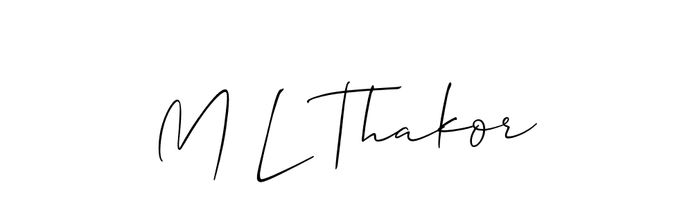 How to make M L Thakor name signature. Use Allison_Script style for creating short signs online. This is the latest handwritten sign. M L Thakor signature style 2 images and pictures png