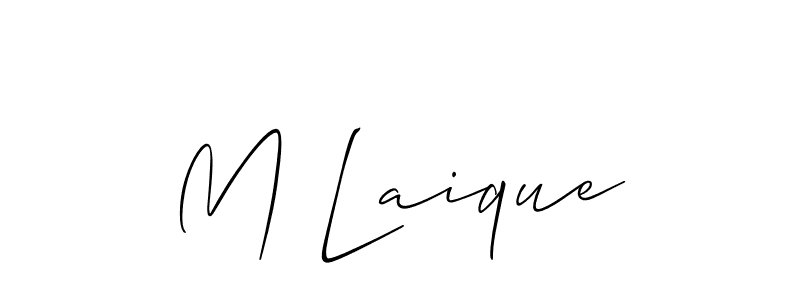 Make a short M Laique signature style. Manage your documents anywhere anytime using Allison_Script. Create and add eSignatures, submit forms, share and send files easily. M Laique signature style 2 images and pictures png