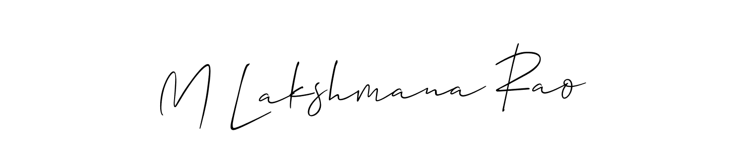 Make a beautiful signature design for name M Lakshmana Rao. With this signature (Allison_Script) style, you can create a handwritten signature for free. M Lakshmana Rao signature style 2 images and pictures png