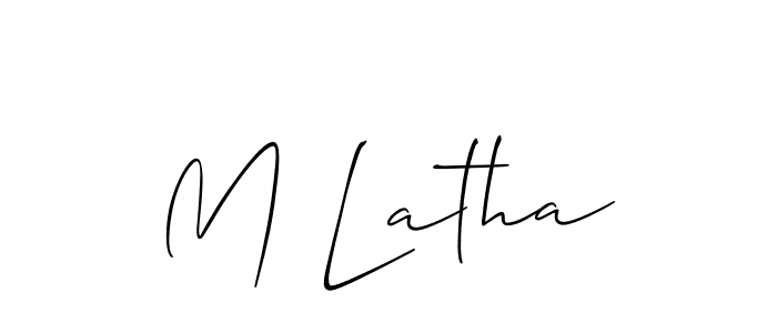 Allison_Script is a professional signature style that is perfect for those who want to add a touch of class to their signature. It is also a great choice for those who want to make their signature more unique. Get M Latha name to fancy signature for free. M Latha signature style 2 images and pictures png