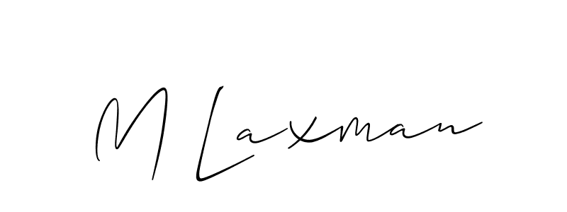How to make M Laxman name signature. Use Allison_Script style for creating short signs online. This is the latest handwritten sign. M Laxman signature style 2 images and pictures png