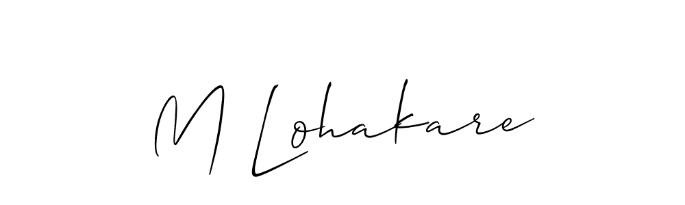 Also You can easily find your signature by using the search form. We will create M Lohakare name handwritten signature images for you free of cost using Allison_Script sign style. M Lohakare signature style 2 images and pictures png
