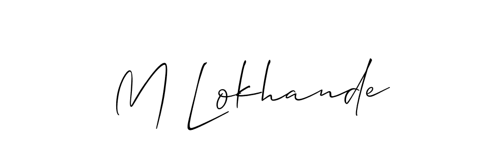 The best way (Allison_Script) to make a short signature is to pick only two or three words in your name. The name M Lokhande include a total of six letters. For converting this name. M Lokhande signature style 2 images and pictures png