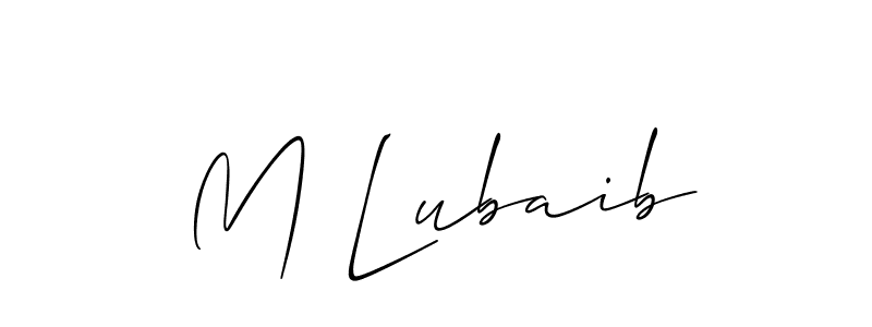 if you are searching for the best signature style for your name M Lubaib. so please give up your signature search. here we have designed multiple signature styles  using Allison_Script. M Lubaib signature style 2 images and pictures png