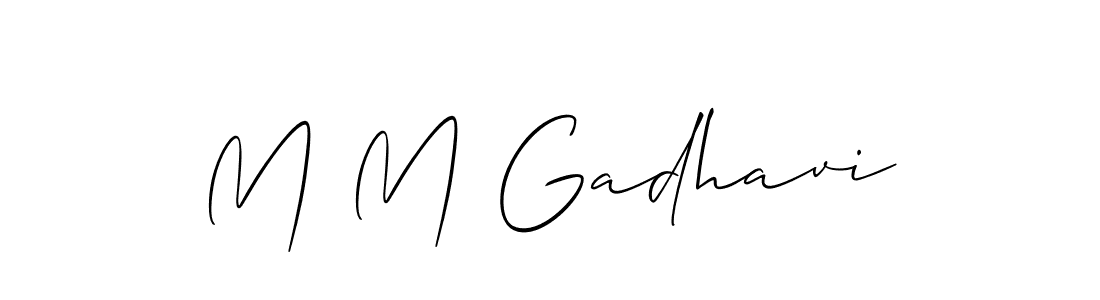 Allison_Script is a professional signature style that is perfect for those who want to add a touch of class to their signature. It is also a great choice for those who want to make their signature more unique. Get M M Gadhavi name to fancy signature for free. M M Gadhavi signature style 2 images and pictures png