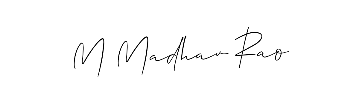 Also we have M Madhav Rao name is the best signature style. Create professional handwritten signature collection using Allison_Script autograph style. M Madhav Rao signature style 2 images and pictures png
