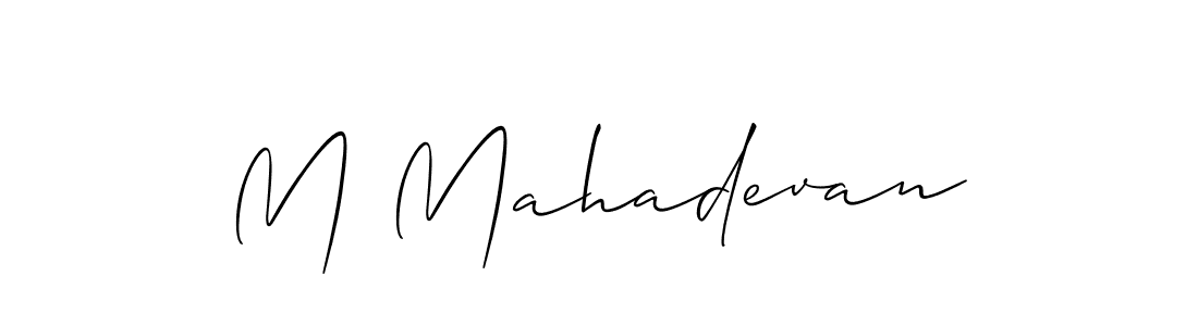 Allison_Script is a professional signature style that is perfect for those who want to add a touch of class to their signature. It is also a great choice for those who want to make their signature more unique. Get M Mahadevan name to fancy signature for free. M Mahadevan signature style 2 images and pictures png