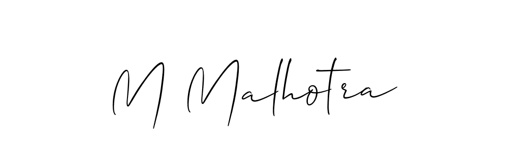 if you are searching for the best signature style for your name M Malhotra. so please give up your signature search. here we have designed multiple signature styles  using Allison_Script. M Malhotra signature style 2 images and pictures png