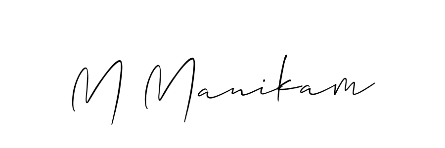 Create a beautiful signature design for name M Manikam. With this signature (Allison_Script) fonts, you can make a handwritten signature for free. M Manikam signature style 2 images and pictures png