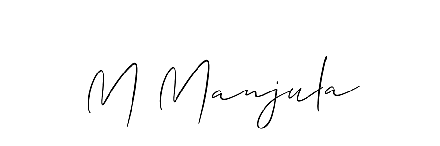 How to make M Manjula name signature. Use Allison_Script style for creating short signs online. This is the latest handwritten sign. M Manjula signature style 2 images and pictures png