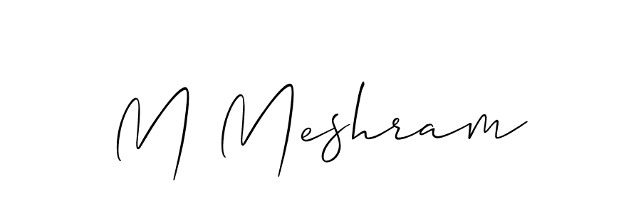 Use a signature maker to create a handwritten signature online. With this signature software, you can design (Allison_Script) your own signature for name M Meshram. M Meshram signature style 2 images and pictures png