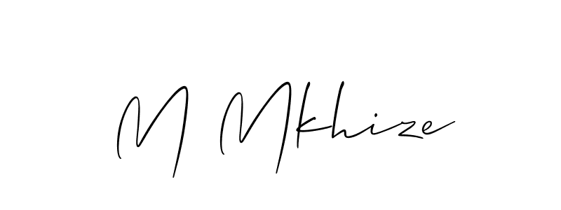 The best way (Allison_Script) to make a short signature is to pick only two or three words in your name. The name M Mkhize include a total of six letters. For converting this name. M Mkhize signature style 2 images and pictures png