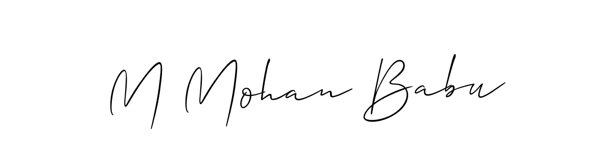 You should practise on your own different ways (Allison_Script) to write your name (M Mohan Babu) in signature. don't let someone else do it for you. M Mohan Babu signature style 2 images and pictures png