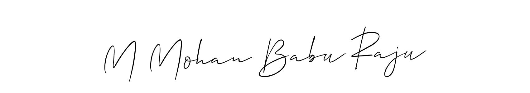This is the best signature style for the M Mohan Babu Raju name. Also you like these signature font (Allison_Script). Mix name signature. M Mohan Babu Raju signature style 2 images and pictures png