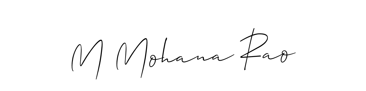 The best way (Allison_Script) to make a short signature is to pick only two or three words in your name. The name M Mohana Rao include a total of six letters. For converting this name. M Mohana Rao signature style 2 images and pictures png