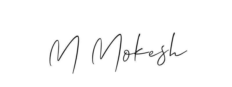 How to make M Mokesh name signature. Use Allison_Script style for creating short signs online. This is the latest handwritten sign. M Mokesh signature style 2 images and pictures png