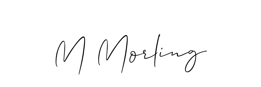 The best way (Allison_Script) to make a short signature is to pick only two or three words in your name. The name M Morling include a total of six letters. For converting this name. M Morling signature style 2 images and pictures png