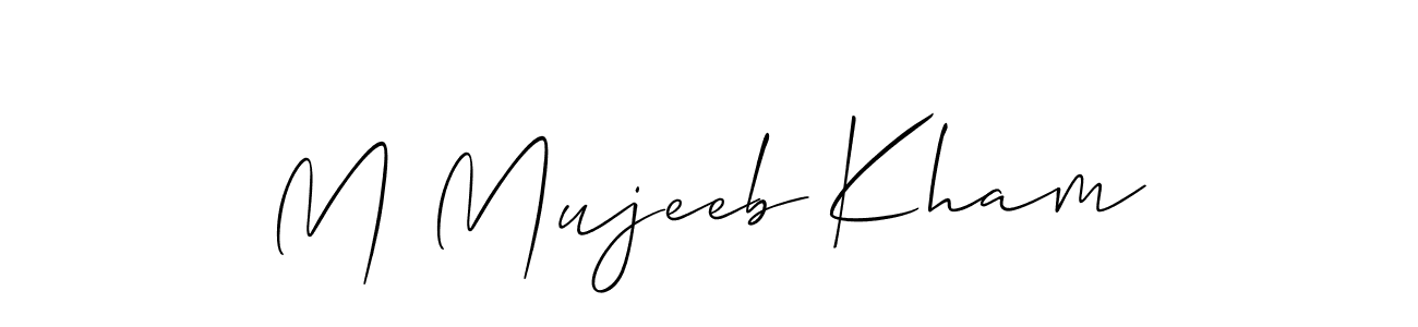 How to make M Mujeeb Kham name signature. Use Allison_Script style for creating short signs online. This is the latest handwritten sign. M Mujeeb Kham signature style 2 images and pictures png