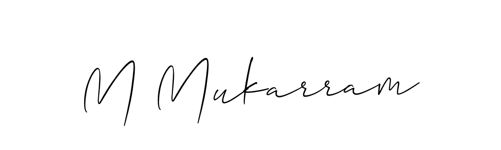 Allison_Script is a professional signature style that is perfect for those who want to add a touch of class to their signature. It is also a great choice for those who want to make their signature more unique. Get M Mukarram name to fancy signature for free. M Mukarram signature style 2 images and pictures png