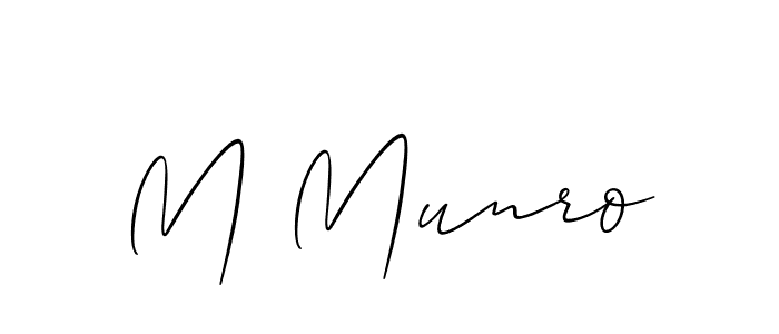 You should practise on your own different ways (Allison_Script) to write your name (M Munro) in signature. don't let someone else do it for you. M Munro signature style 2 images and pictures png