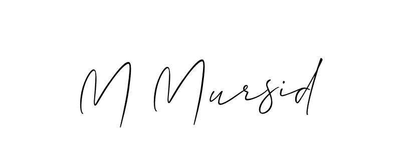 How to make M Mursid name signature. Use Allison_Script style for creating short signs online. This is the latest handwritten sign. M Mursid signature style 2 images and pictures png