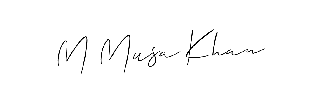 You should practise on your own different ways (Allison_Script) to write your name (M Musa Khan) in signature. don't let someone else do it for you. M Musa Khan signature style 2 images and pictures png