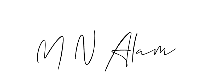 The best way (Allison_Script) to make a short signature is to pick only two or three words in your name. The name M N Alam include a total of six letters. For converting this name. M N Alam signature style 2 images and pictures png