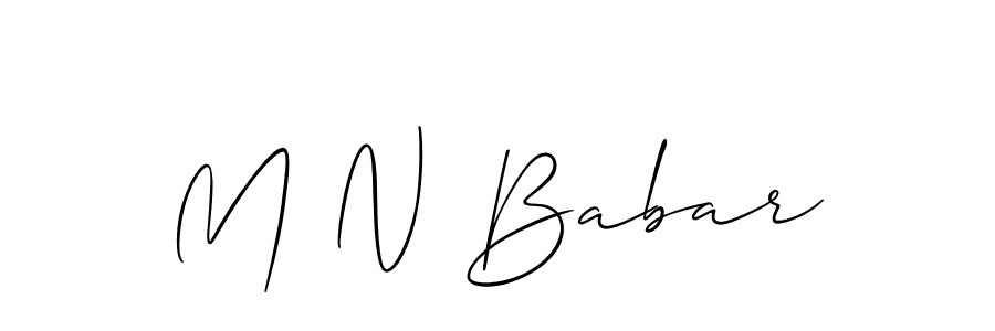 How to make M N Babar name signature. Use Allison_Script style for creating short signs online. This is the latest handwritten sign. M N Babar signature style 2 images and pictures png