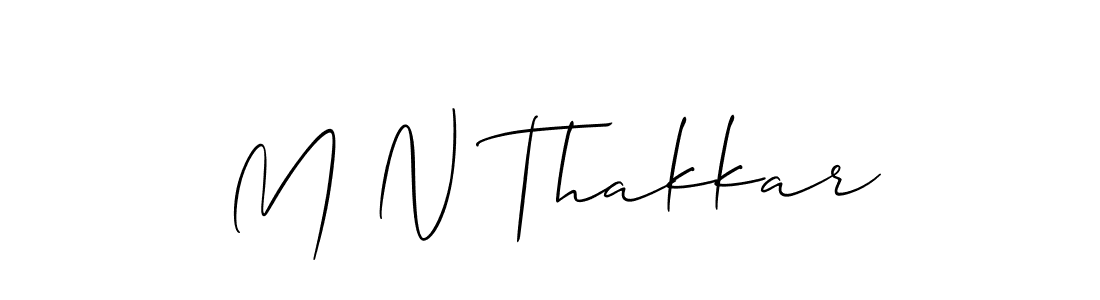 How to make M N Thakkar name signature. Use Allison_Script style for creating short signs online. This is the latest handwritten sign. M N Thakkar signature style 2 images and pictures png